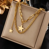 xiyanike 316l stainless steel high quality necklaces gold color star pendant women necklace casual party girls jewelry