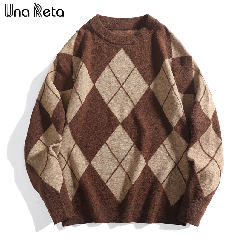 

Мужской свитер в стиле Харадзюку Una Reta, повседневный жаккардовый свитер в стиле хип-хоп на осень и зиму, Свитера унисекс