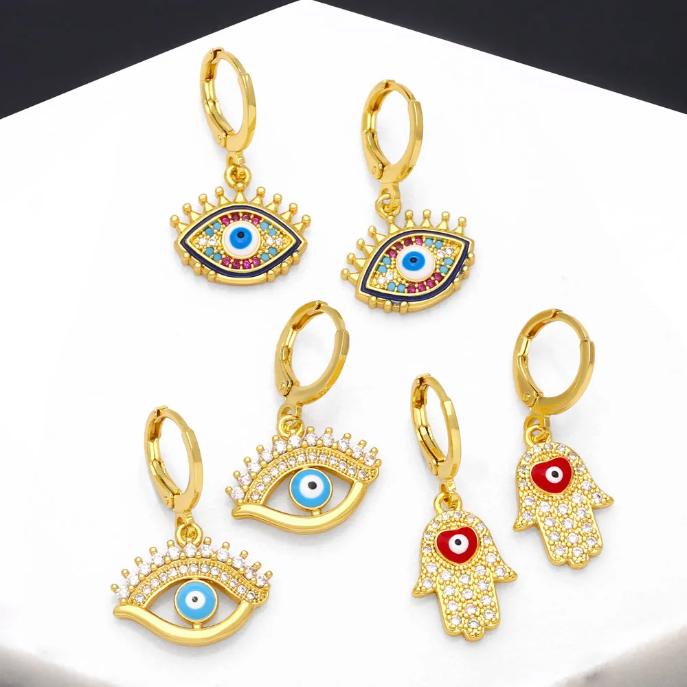 

Ins Fashion Y2K Colorful Eye Evil Dangle Hoop Earring Women Cute CZ Hang Shaped Huggie Hoop Earrings Christmas Gift Party