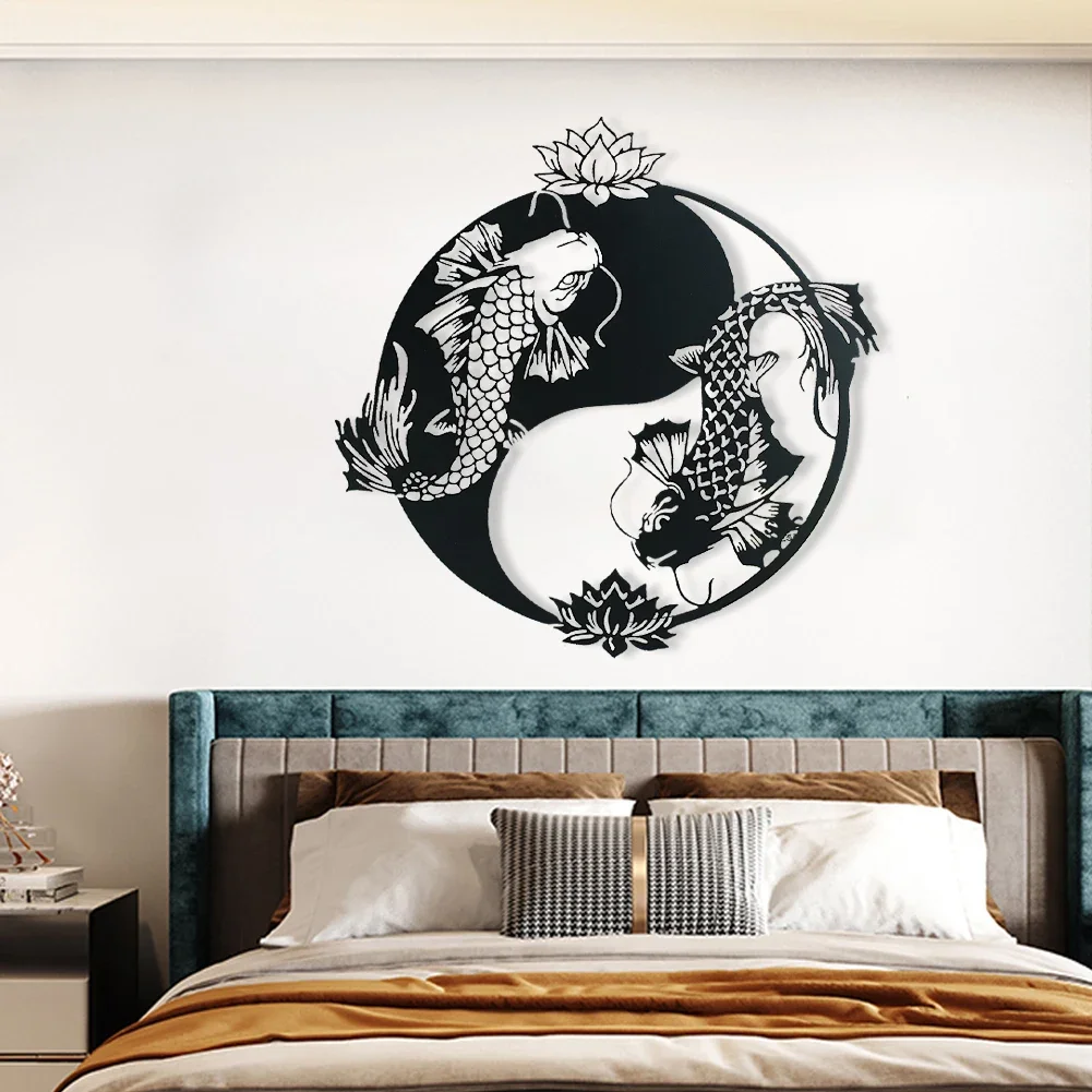 1 шт. большой железный Лотос Тай Чи кои в китайском стиле настенный подвесной фон