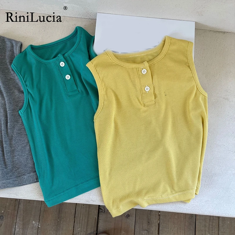

RiniLucia Cotton Girls Vest Boys Kids Camisole Children Tops Summer Baby Singlet Girls Undershirts Tank Fashion Shirts T shirt