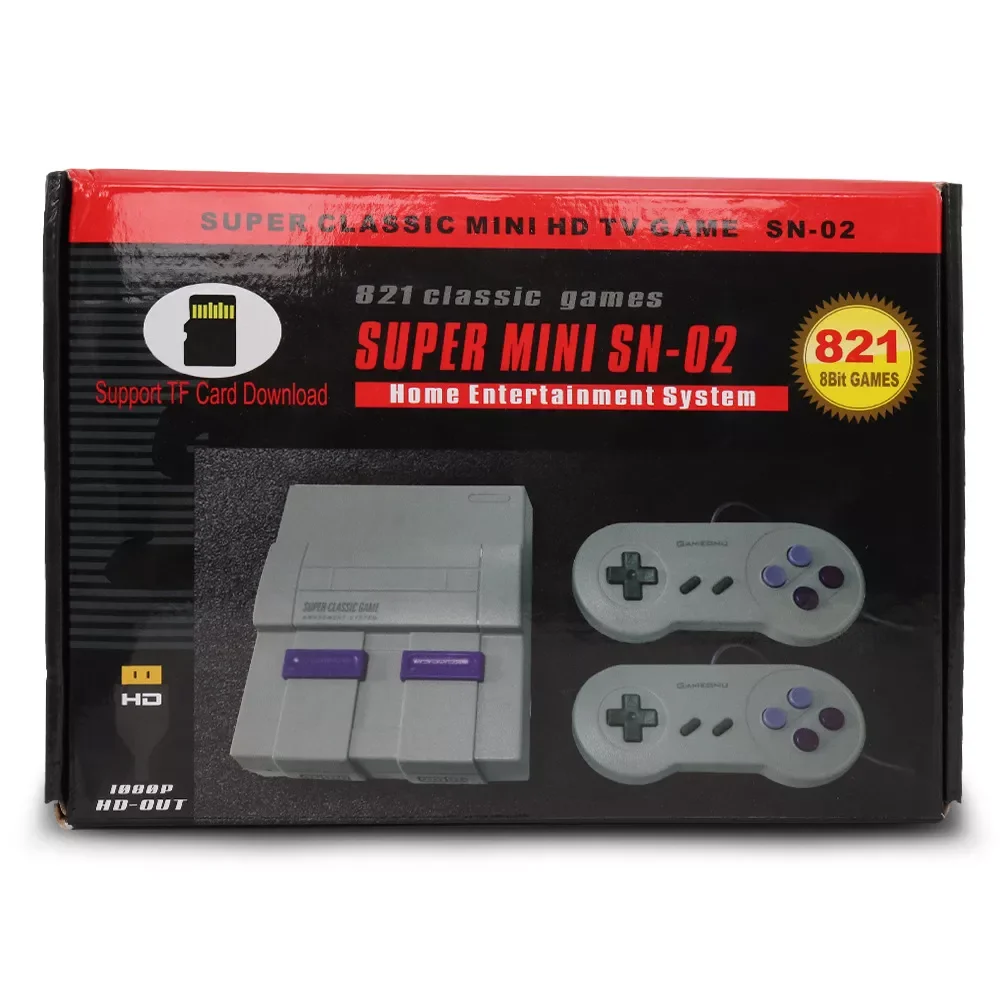 

NEW2023 HD TV Video Game Console Handheld Retro Family Built-In 821 Classic for SNES Games Dual Gamepad PAL&NTSC Support Tf