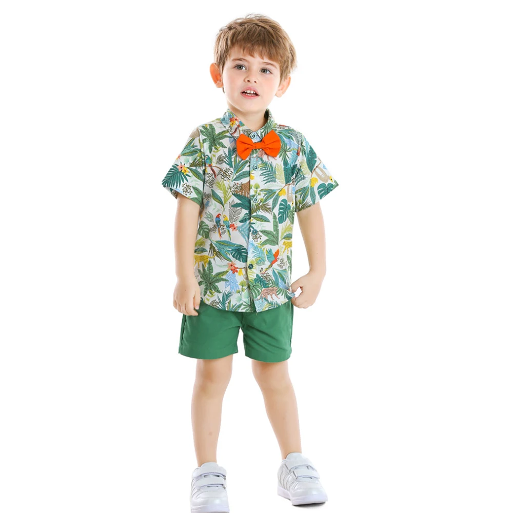Kids Boys Summer Clothing Set Cotton Floral Print 1 2 3 4 5 6Years Children Shorts Set Casual Beach Baby Boys Clothes