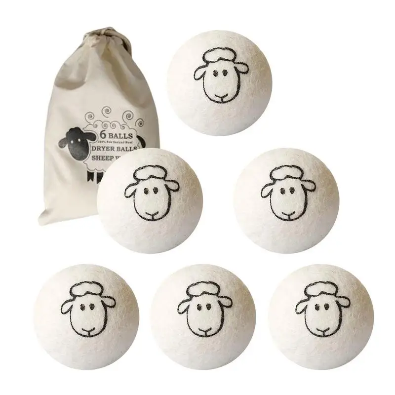 

Laundry Balls 6 Pcs Wool Natural Organic Reusable Drier Balls Soft Touch Dryer Accessories For Clothing Anti Winding Anti Static