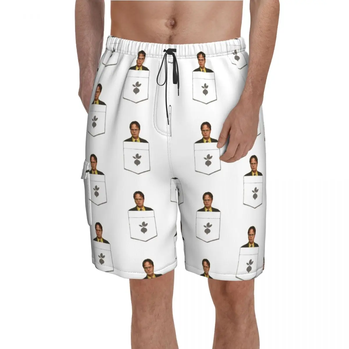 

Dwight Schrute Board Shorts the office Kurt funny jim halpert Beach Short Pants Trenky Males Pattern Print Swim Trunks Plus Size