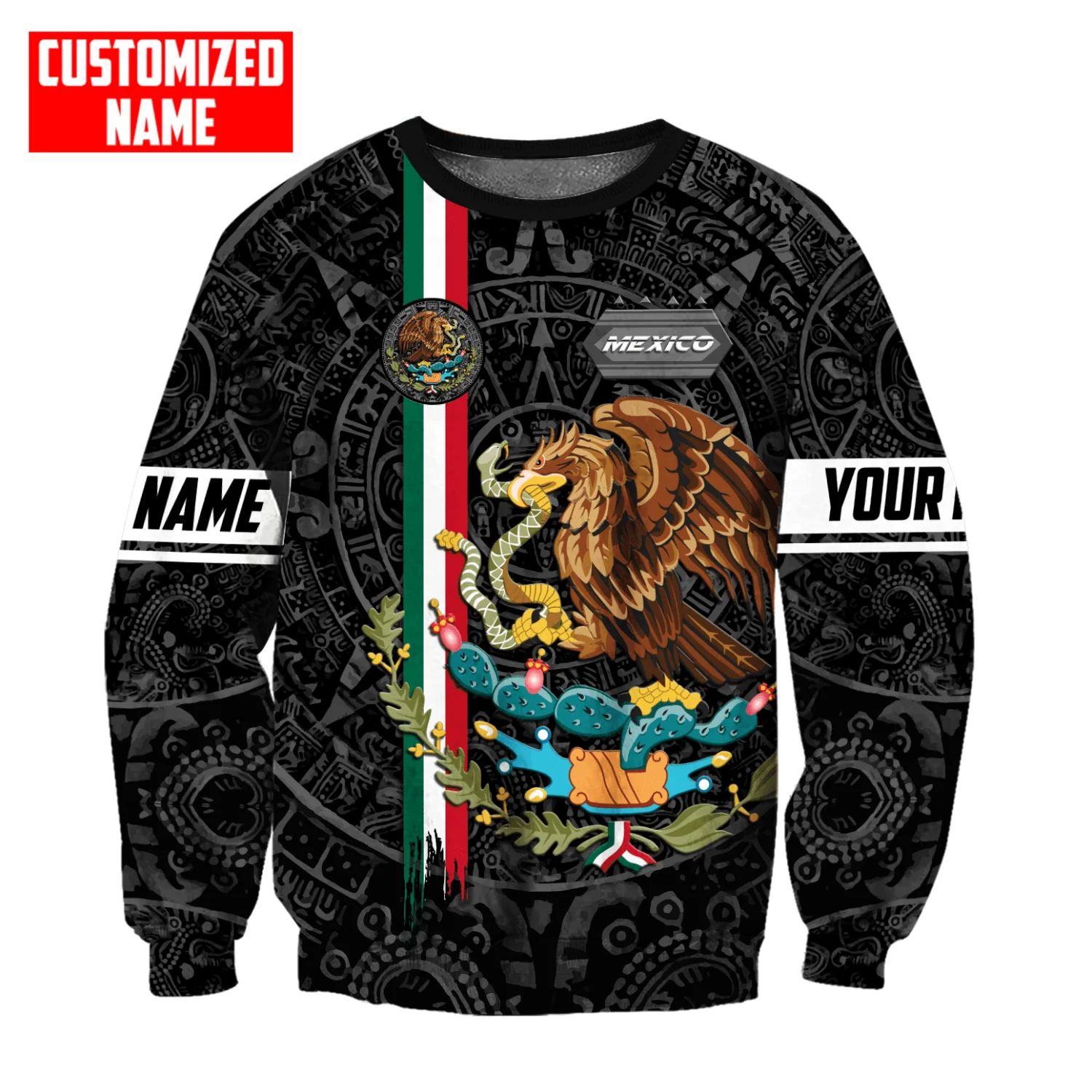 

Mexico National Flag Print Hoodies For Men Fashion 3D Eagle Pattern Oversized Sweatshirts Autumn Casual ​O-neck Tops Y2k Clothes