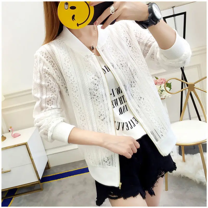 

White New Lace Hollow Out Sun Protection Clothing Women's Coat Summer Thin Section Anti-UV Sun Protection Jacket Female X212