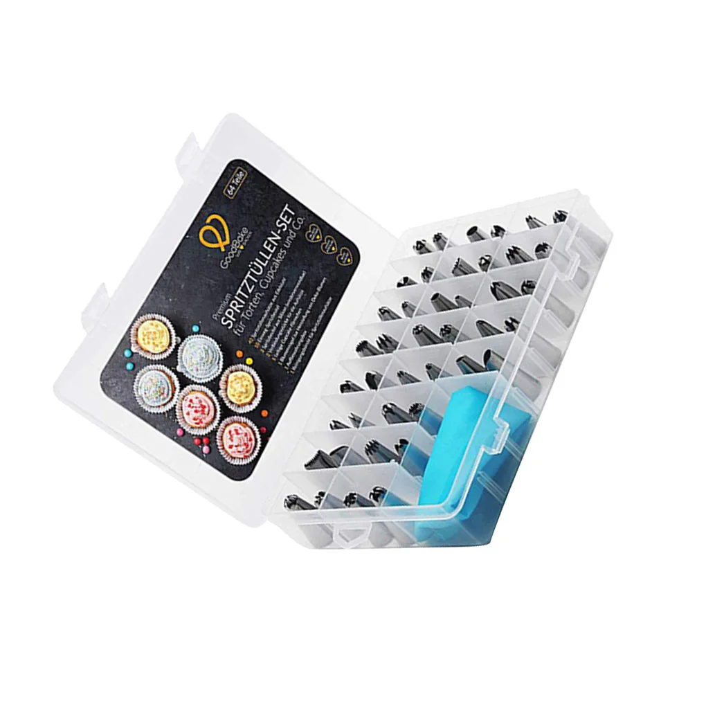 

64PCS Set Pastry Bags Stainless Steel Icing Piping Nozzles Cake Cream Cupcake Decorating Tips Baking Tools