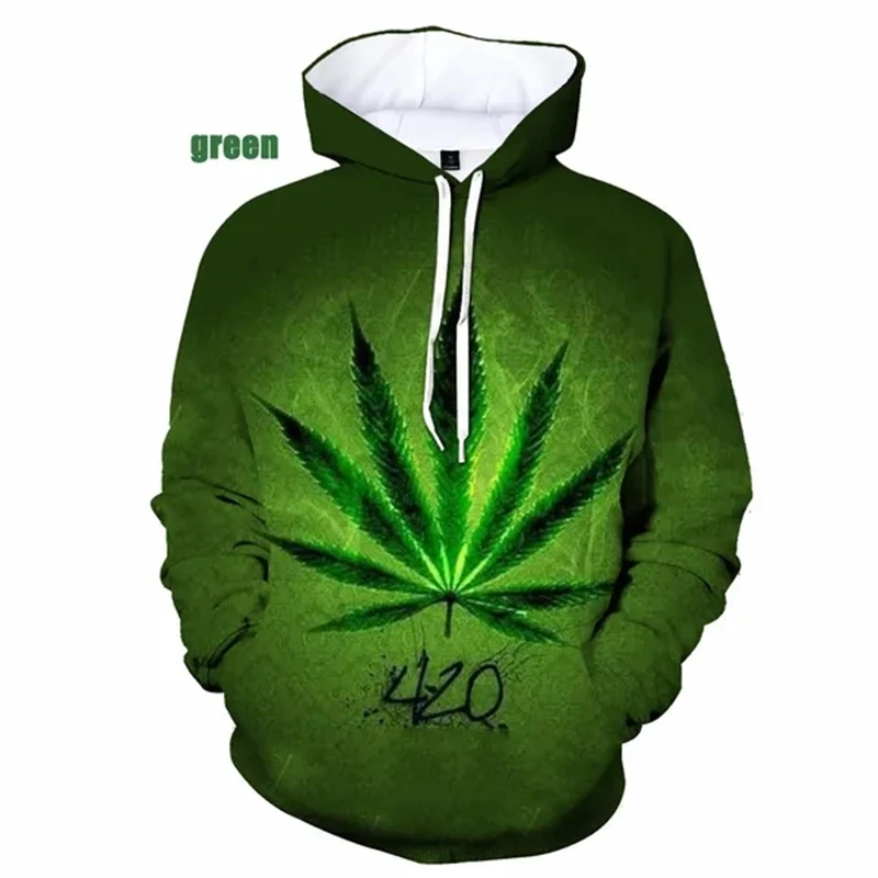 

New Fashion Weeds Leaf 3d Printing Men Women's Hoodies Maple Leaves Printed Sweatshirt Hoodies Oversized Size Xs-4xl Tops Hooded