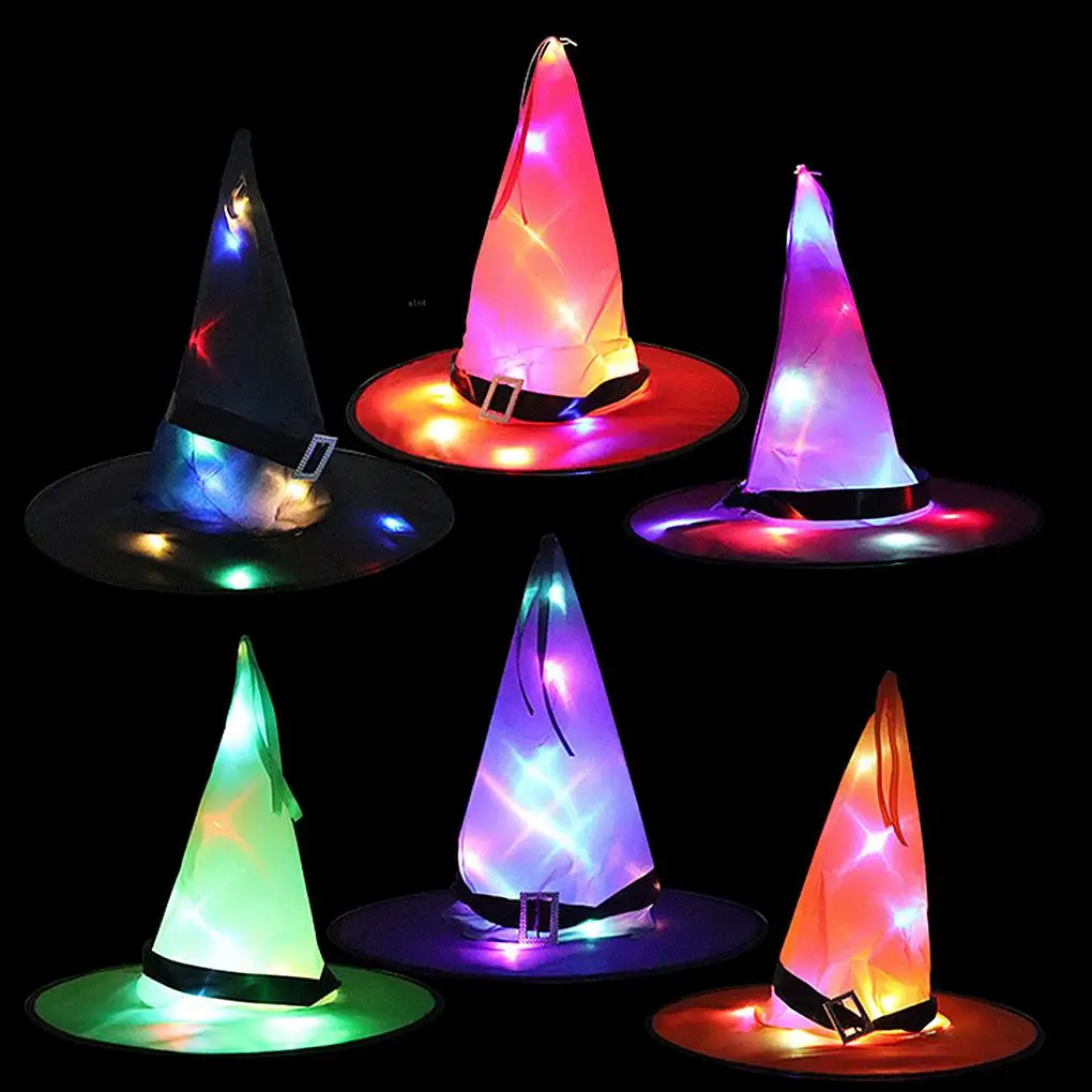 

Halloween Decoration Witch Hat LED Lights Halloween Witch Hat For Kids Party Decor Supplies Outdoor Tree Hanging Ornament