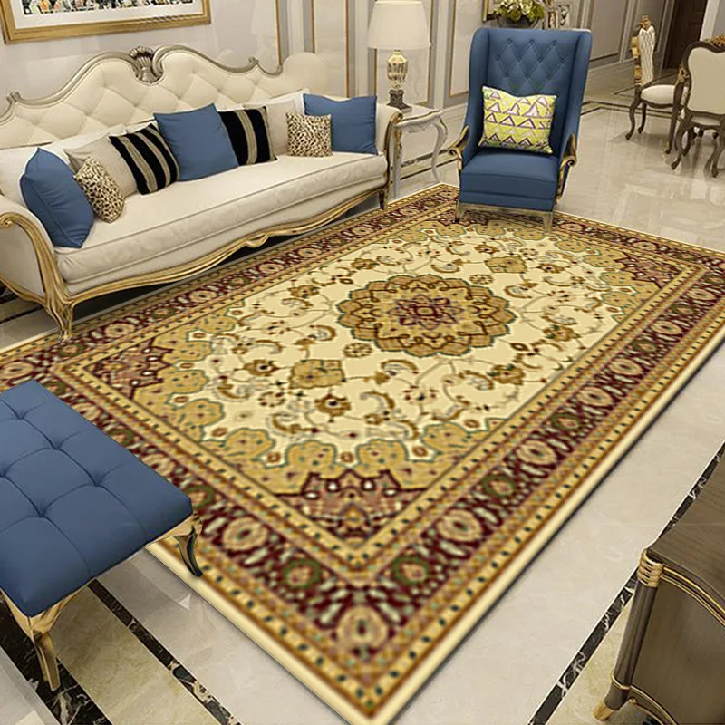 

A large area of Persian style national retro carpet is used for living room sofa bedroom coffee table carpet