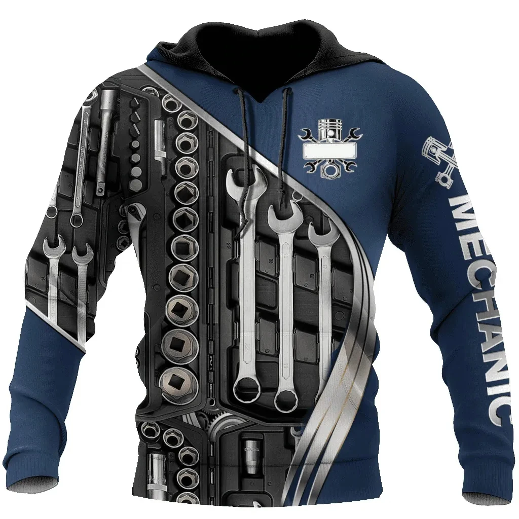 

Men‘S Hooded Sweatshirt Vintage T-Shirt Autumn Clothing Mechanic 3d Print Tops Fashion Street Casual Hoodies Oversized Pullover