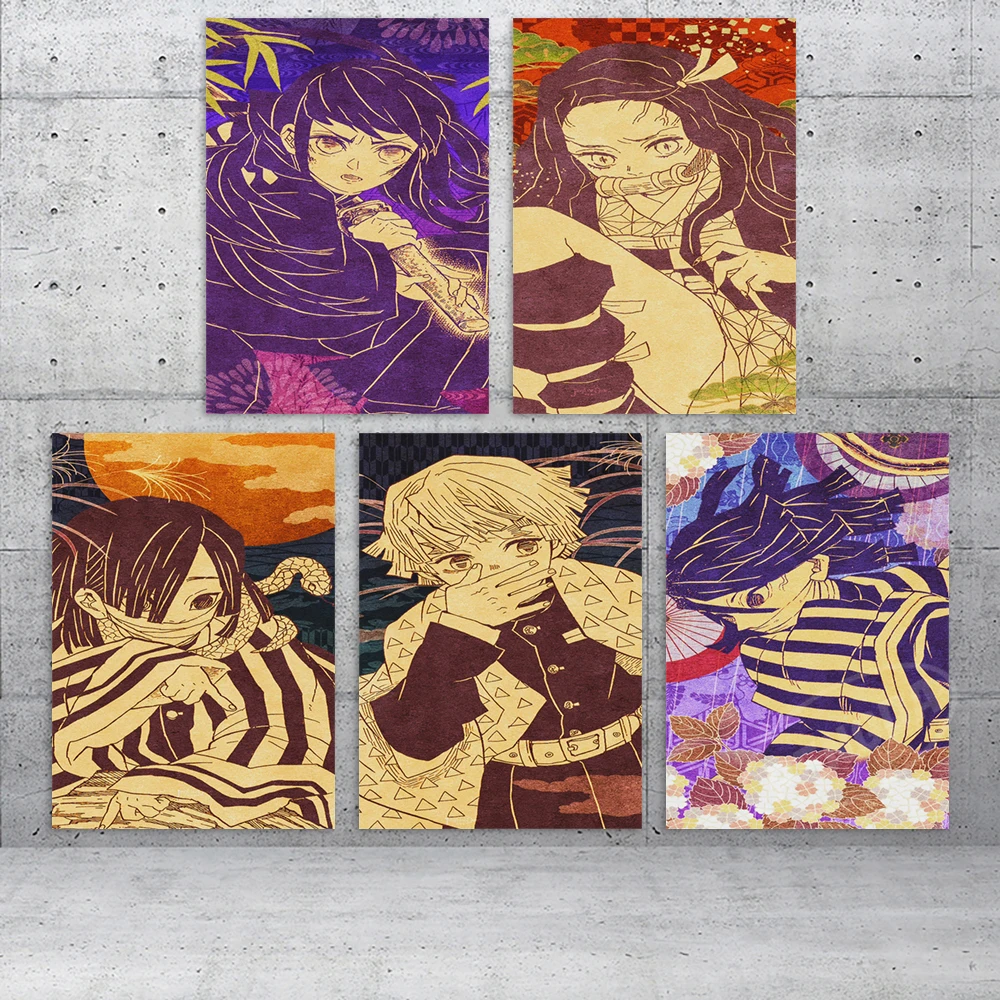 

HD Print Modular Anime Kamado Nezuko Picture Canvas Iguro Obanai Paintings Demon Slayer Poster Living Room Home Decor Wall Art