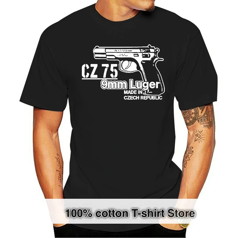 

Summer Hot Sale Fashion CZ 75 9mm Luger Pistol Weapon Sniper Czech Handgun Automatic Military Gun Tee Shirt