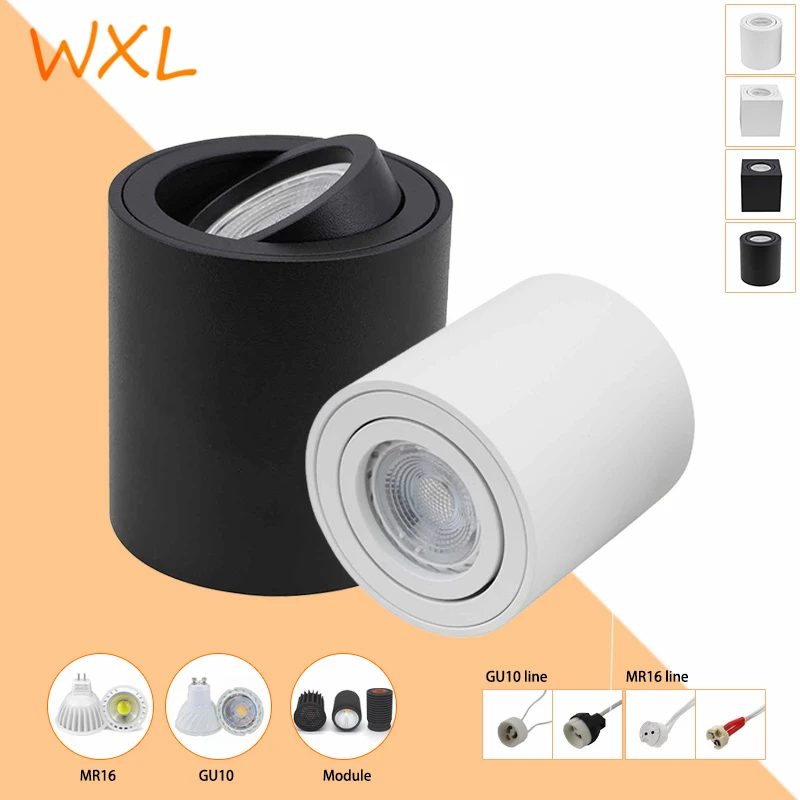 

Светодиодный круглый светильник с поверхностным креплением, 6 Вт, GU10, цилиндрический потолочный Точечный светильник, лампа для спальни