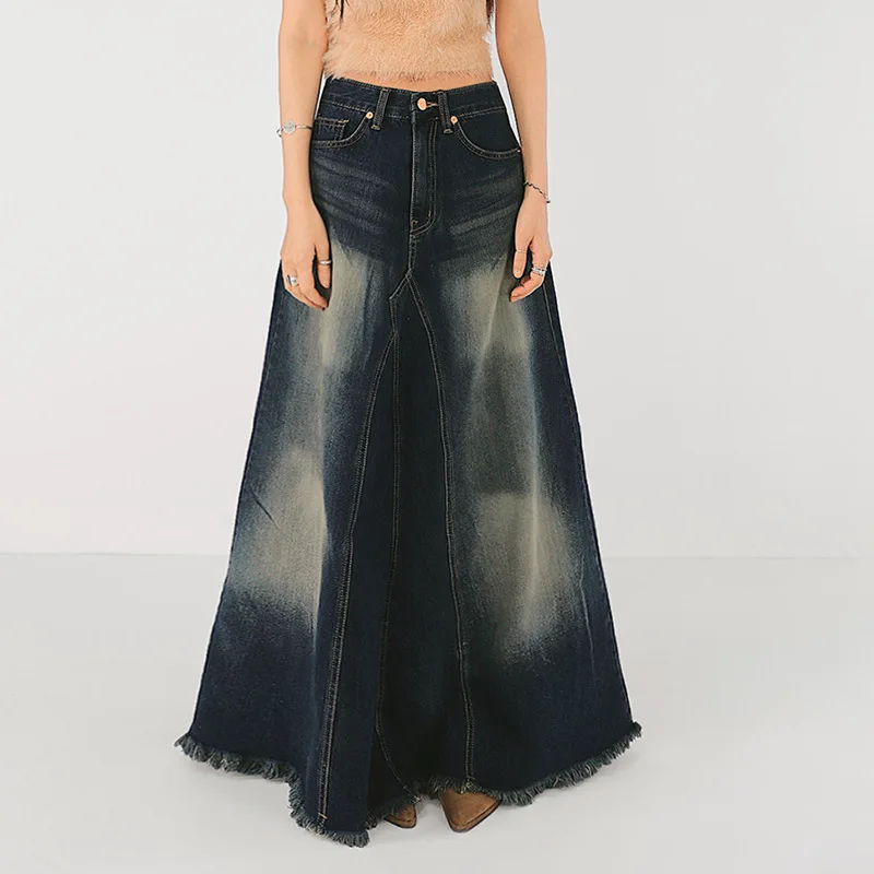 

Юбка женская джинсовая трапециевидная с высокой талией, S/M/L