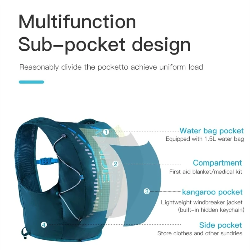 AONIJIE C962S Update 12L Running Backpack Lightweight Hydration Vest for Outdoor Sports Cycling Hiking Ultra Trail Marathon Race