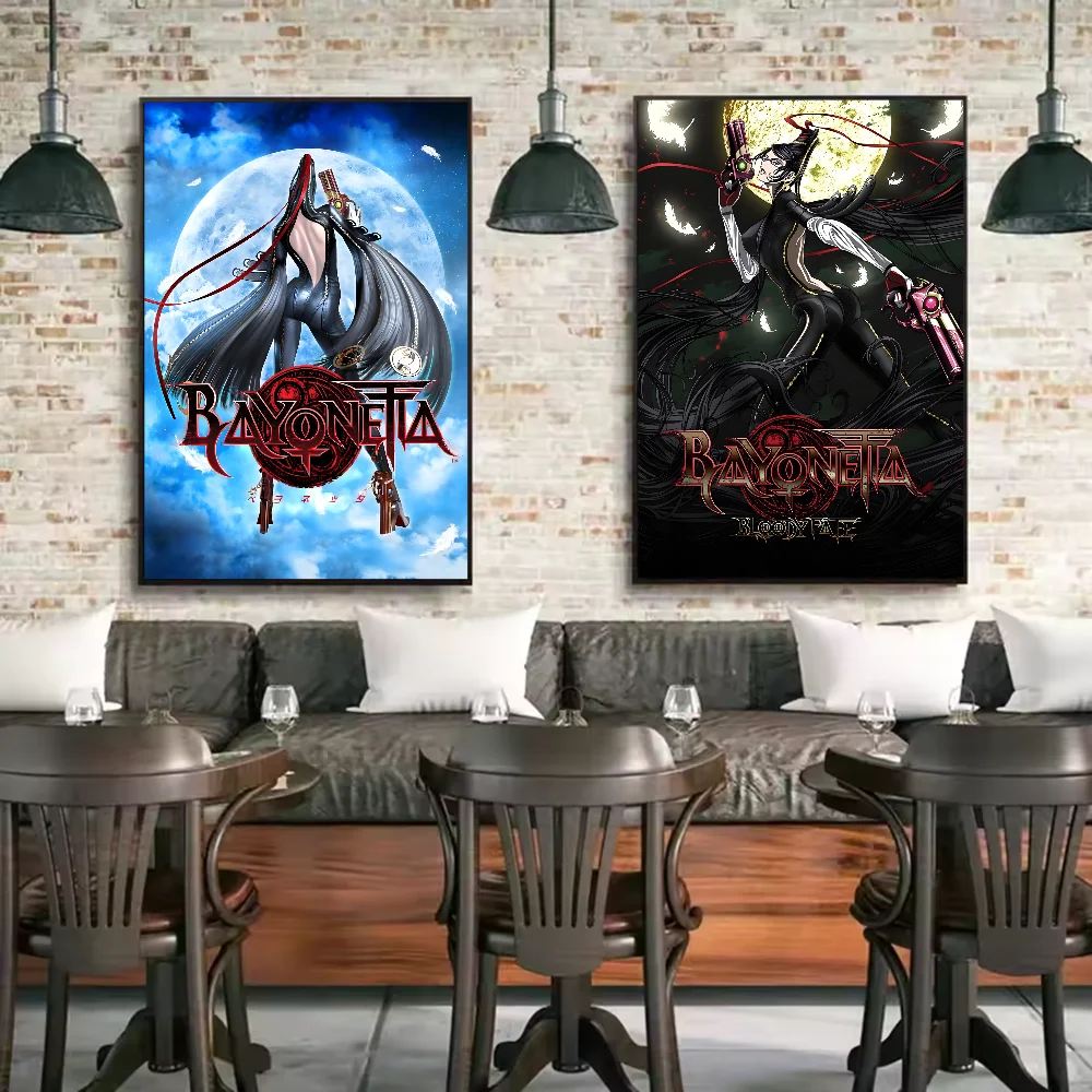 Фото Классический винтажный постер Game Bayonetta 3, HD арт, липкая стена, водонепроницаемый, для дома, гостиной, спальни, бара, эстетическое украшение №2