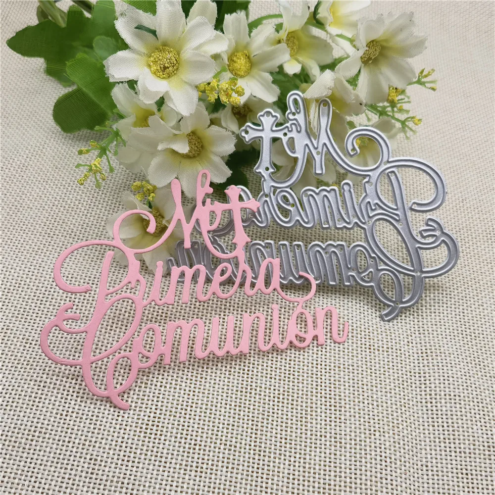 

Металлическая Форма для вырезания Mi Primera Comunion, круглый отверстие, этикетка, этикетка, скрапбукинг, бумажный нож, форма, лезвие, перфоратор, тр...