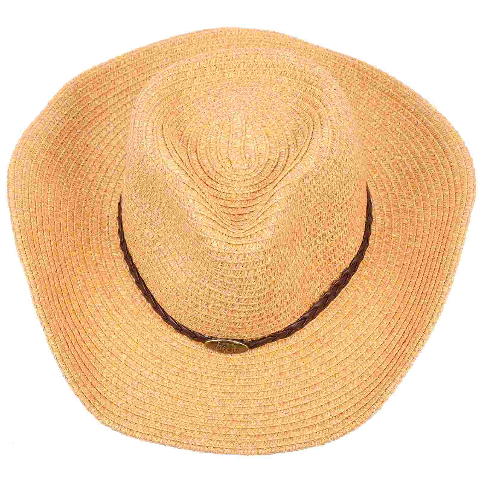 

Hat Straw Hats Cowboy Cap Sun Fedora Wide Bucket Cowgirl Western Summer Beach Uv Camping Foldable Floppy Protection
