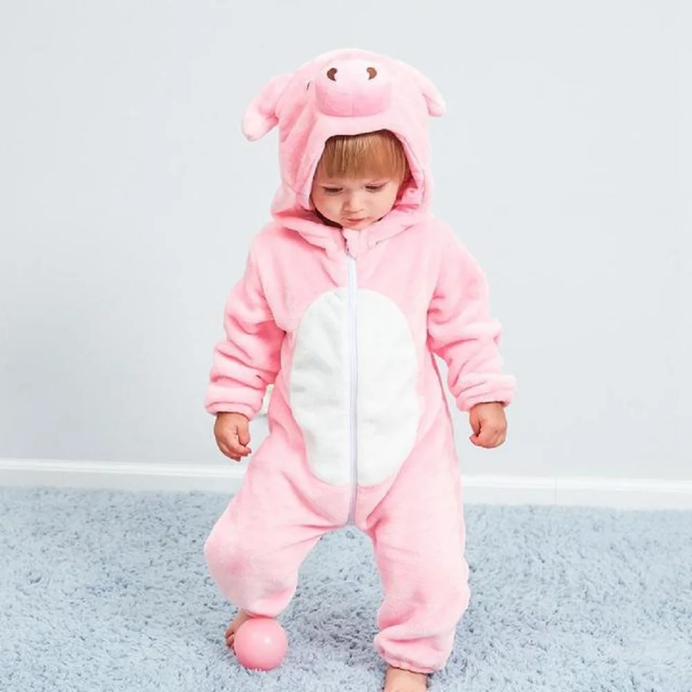 

Baby Rompers Winter Flannel Animals Costume Toddler Infant Clothes Kids One-pieces Fox Cow Pig Owl Tiger Lion Rabbit Roupa Bebe