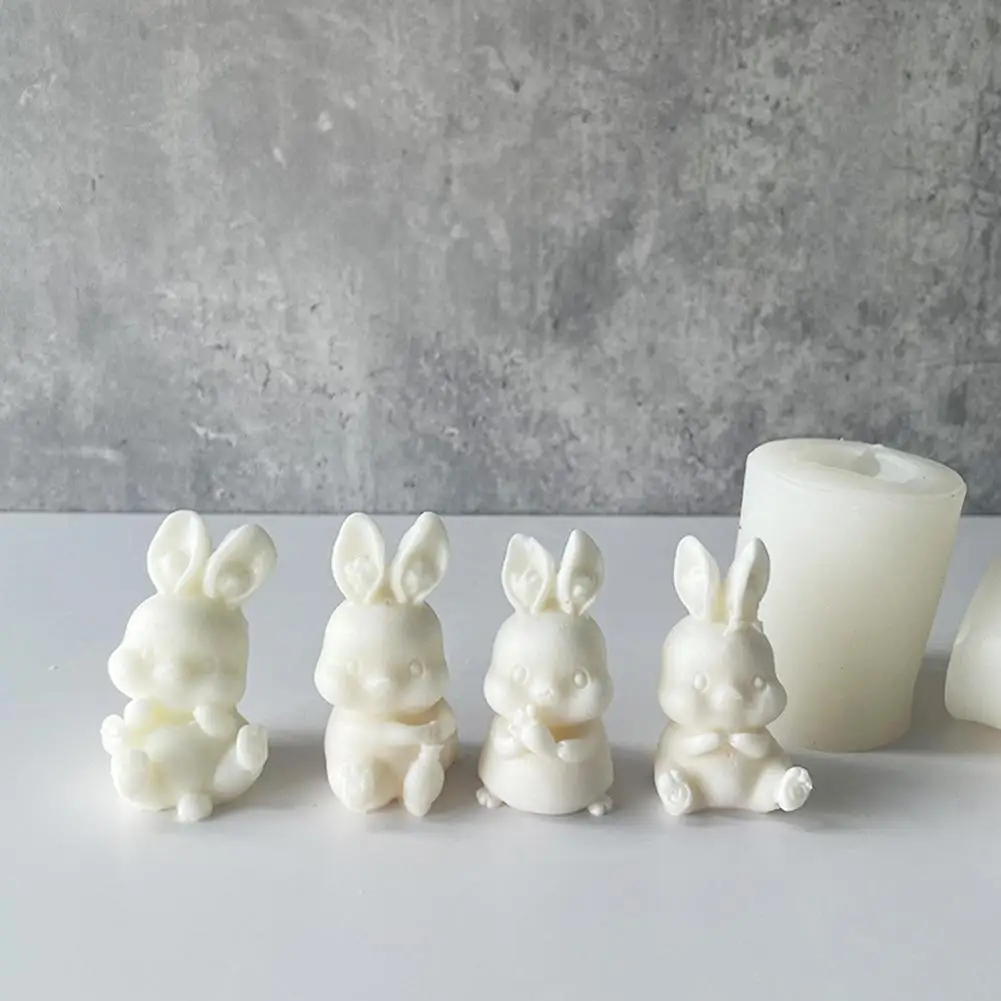 

3d Cute Rabbits Candle Silicone Mold Easter Bunny Mould Soap Epoxy Home Resin Making Mould Cake Aromatherapy Clay Molds Dec K7j4