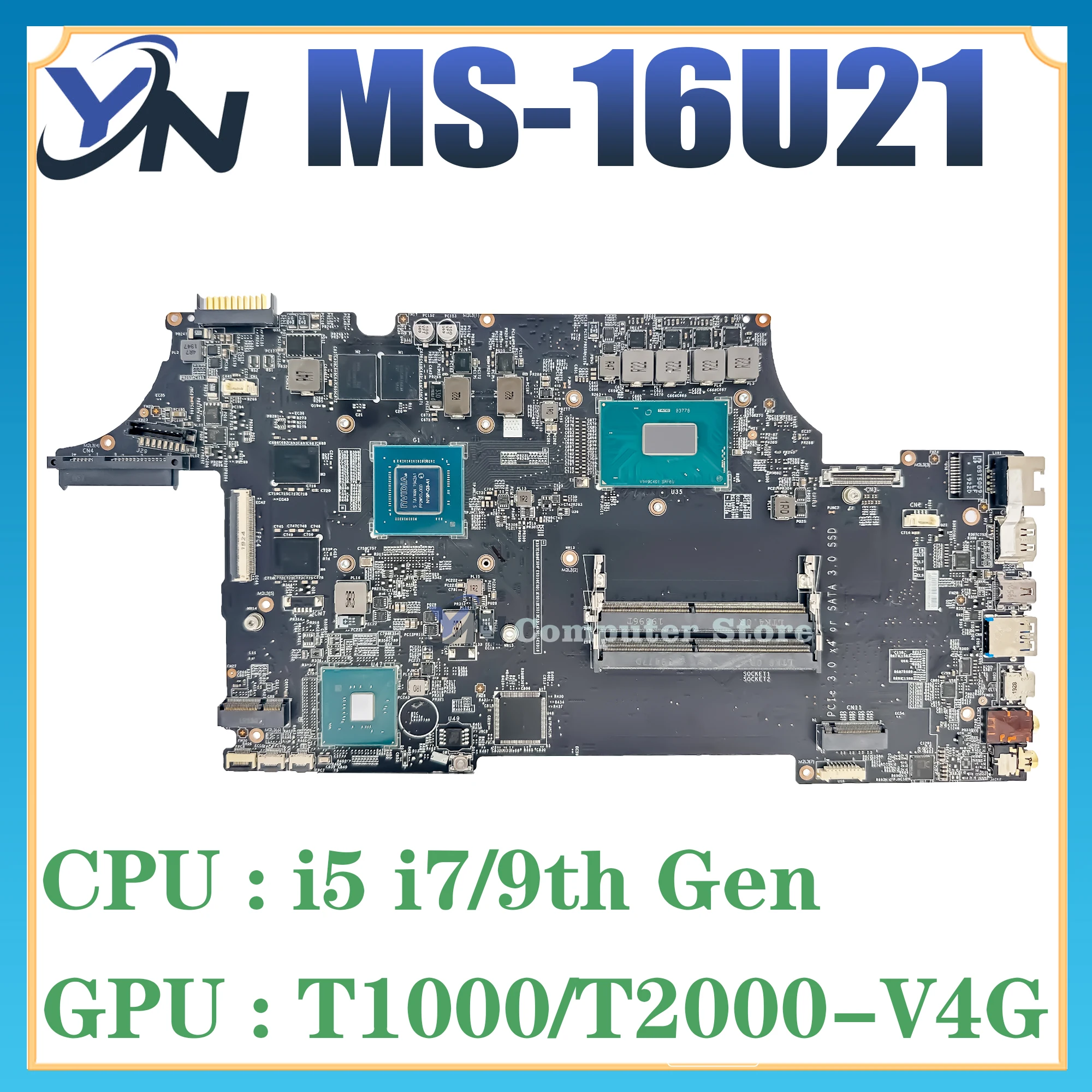 

Mainboard For MSI MS-16U21 MS-16U2 WE65 Laptop Motherboard i5 i7 i9 9th Gen T1000/T2000-V4G 100% Test OK