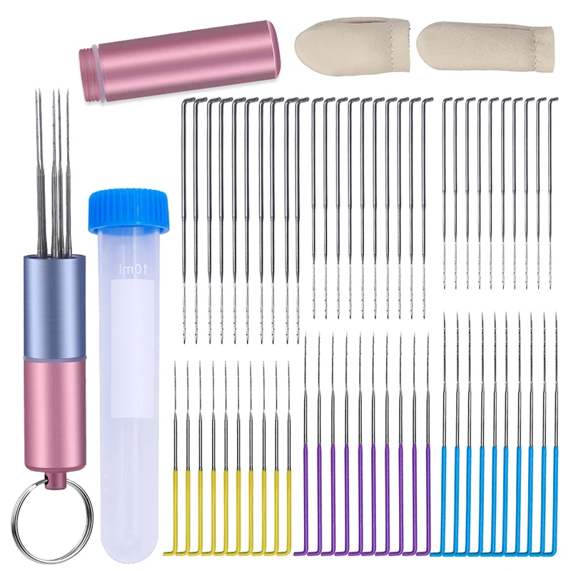 

IMZAY Metal Handle Wool Felt Needle Tool With 6Pcs Felting Needles Finger Cot Plastic Needle Bottle DIY Craft Needle Felting Set