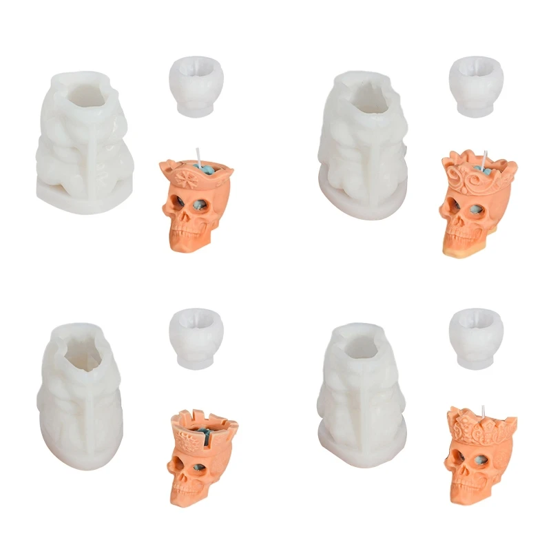 

3D Fun Split Skull Shape Mold Epoxy Plaster Mold Making Soap Candle Jewelry