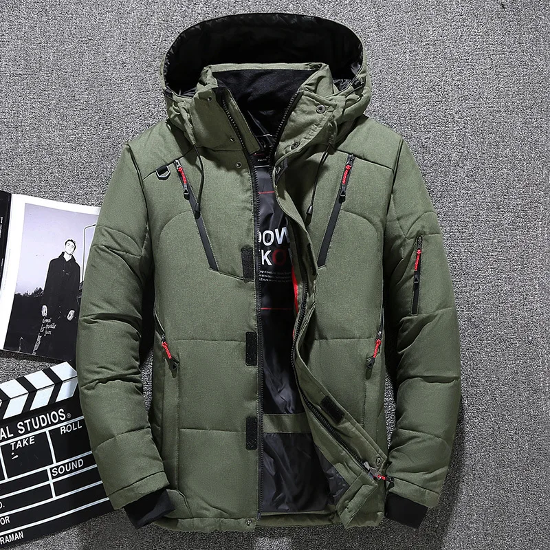 

FOR 2021 winter new fashion casual cross-border down jacket men's short section outdoor thickening down jacket print LOGO