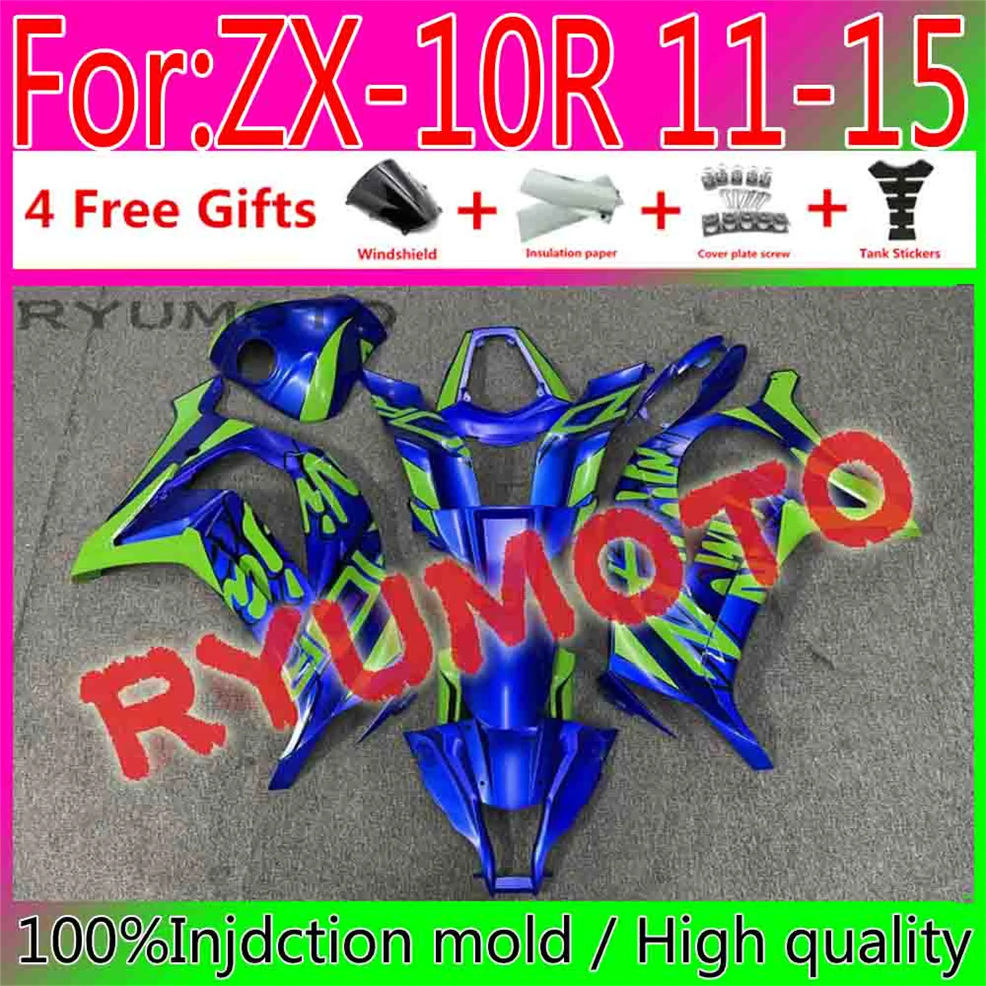 

МОТОЦИКЛ Abs 100% Spuitgietmatrijs Volledige Обтекатели для Kawasaki ZX-10R ZX10R 2011 - 2015 11 12 13 14 15 Abs kuip