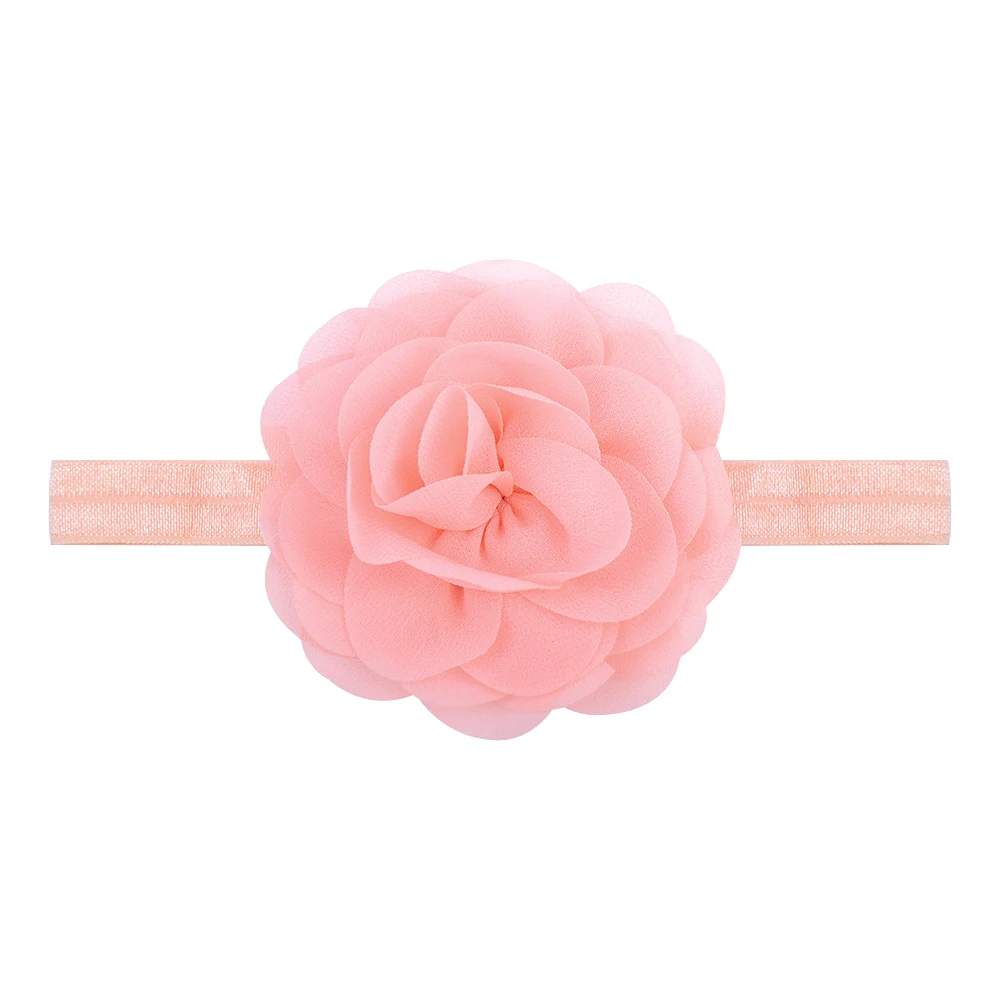 Wholesale 3.5'' Solid Color Chiffon Flower Headband For Baby Girls Elastic Band Boutique Handmade Kids Headwear Hair Accessories