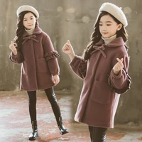 girls woolen coat jacket cotton%c2%a0outwear 2022 purple warm thicken plus velvet winter autumn high quality childrens clothing