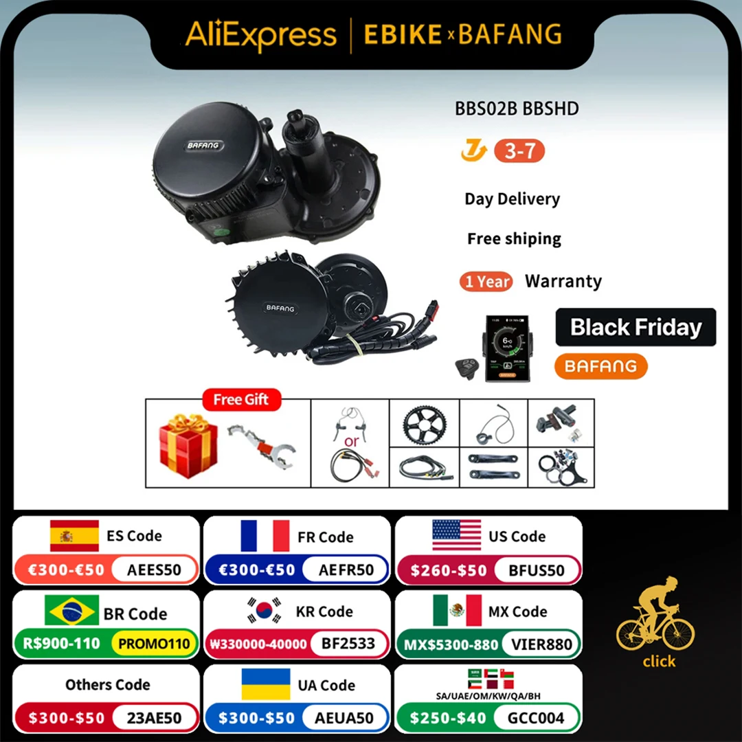 Двигатель Bafang 1000 Вт 750 Вт 500 Вт 350 Вт 250 Вт 52 в 48 в 36 В BBSHD BBS02B BBS01B 8Fun, средний приводной двигатель для электровелосипеда