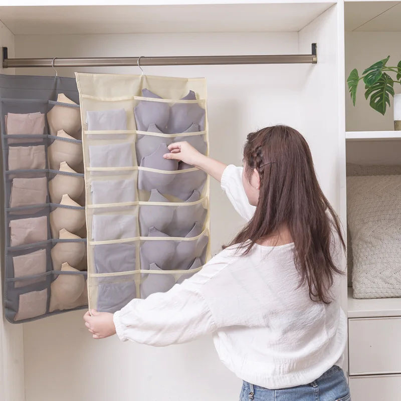 

Panties underwear storage bag hanging bag wall-mounted double-sided wardrobe artifact household socks hanging bra bag
