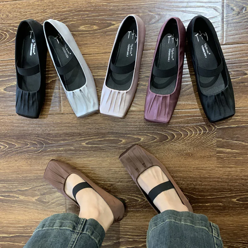 Женские Плиссированные туфли на плоской подошве повседневные без застежек с