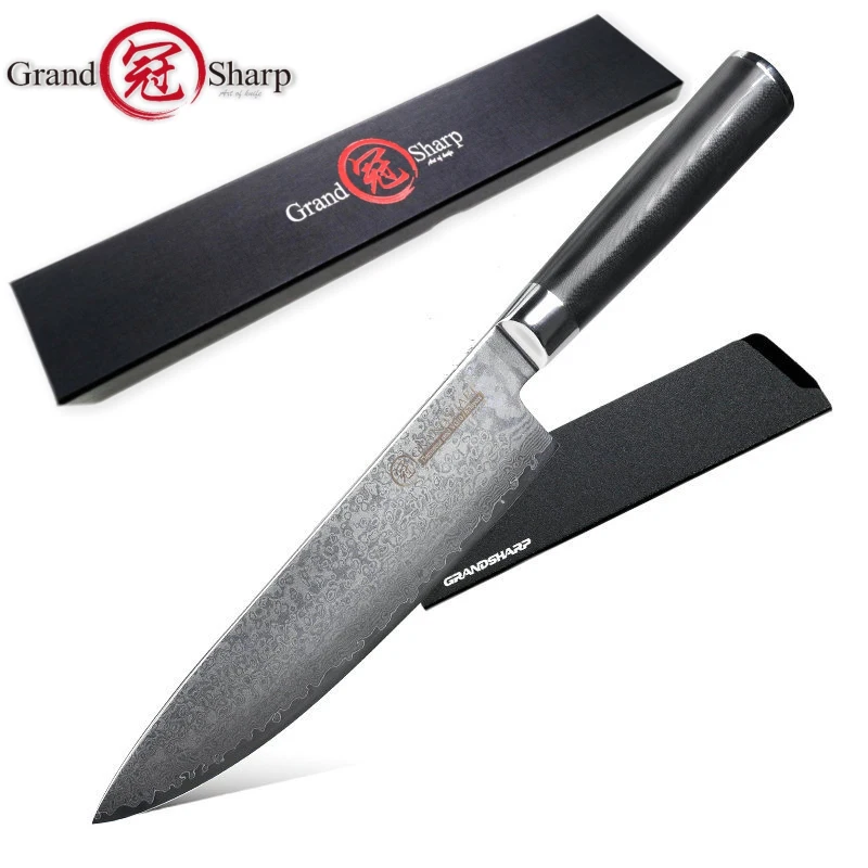 

Japanese Damascus Knife 67 Layers Damascus VG10 Steel 8 Inch Sharp Chef Cleaver Sashimi Sushi Kitchen Knives G10 Handle Gift Box