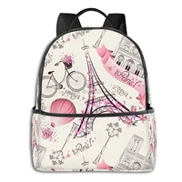 romantic paris eiffel tower bycicle backpack for mens womens school travel shoulder backpack