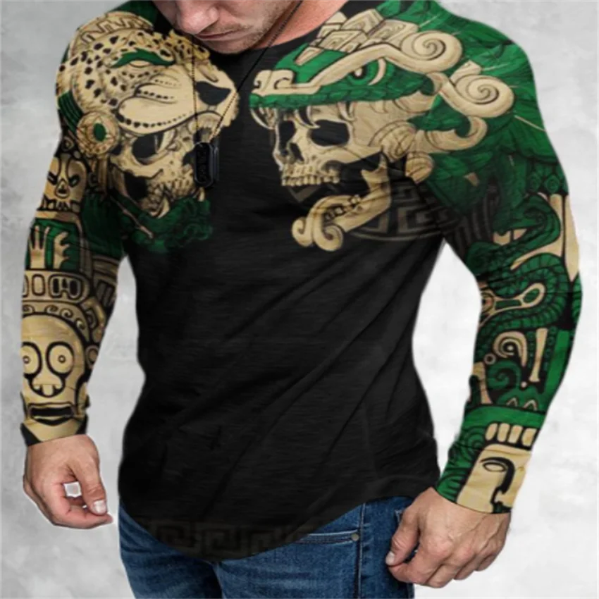 Футболка мужская с длинным рукавом модная тенниска 3d-цифровой печатью акулы