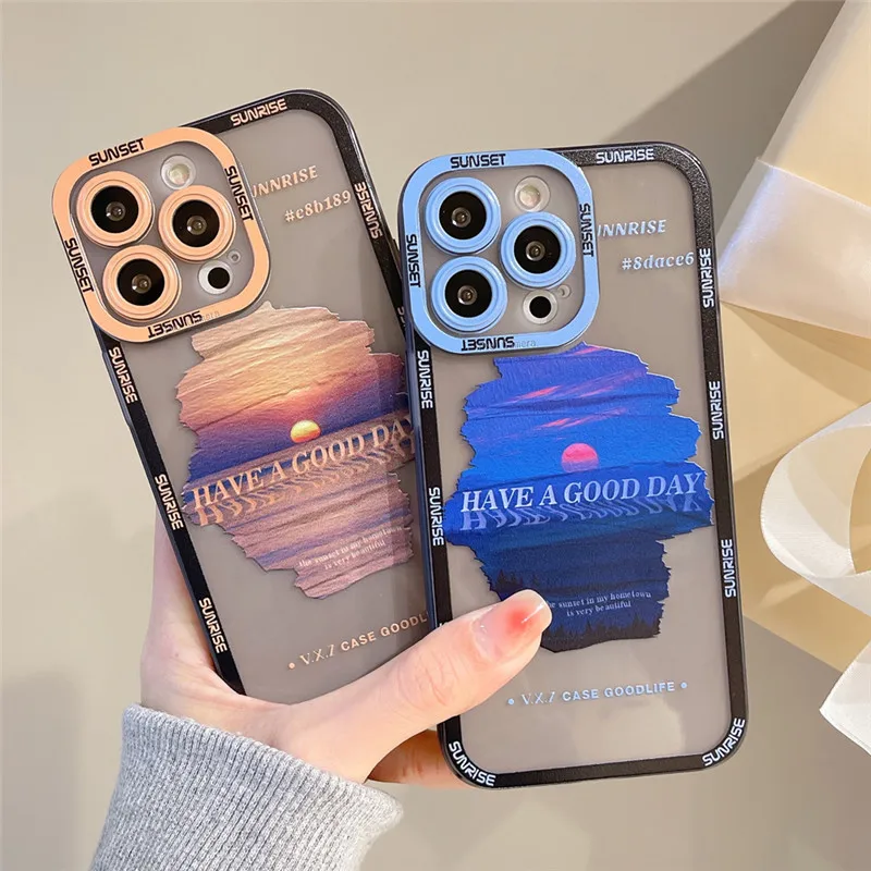 Чехол в стиле ретро С закатом облака снега гор для iPhone 13 Pro 11 12Pro Max XR XS 7 8 Plus X Защита