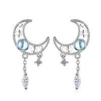100 925 sterling silver moonstone earring for women aros mujer oreja natural moonstone gemstone orecchini drop earrings girls