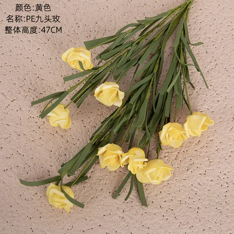1 букет искусственных роз, искусственные цветы из полиэтилена, цветочный свадебный букет, Европейский Декор для дома и сада