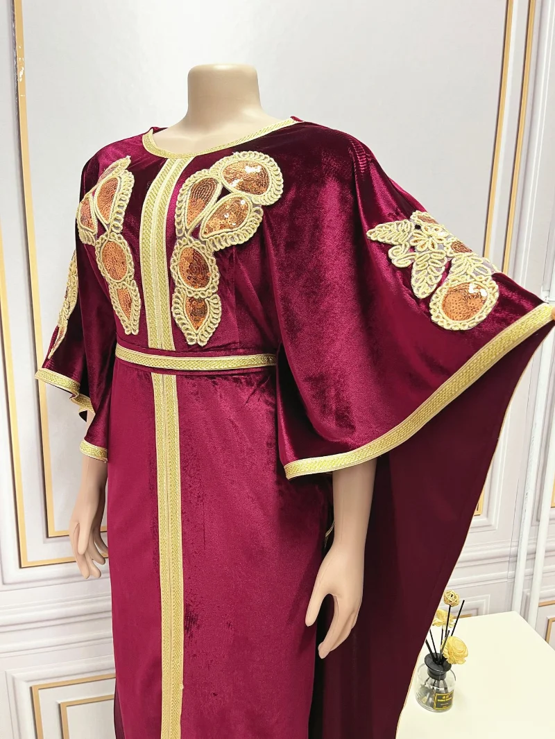 Arabic Abaya Dubai Muslim Kaftan Maxi Dress Women Luxury Velvet Caftan Marocain Evening Party Long Dresses 2023 Abayas Femme