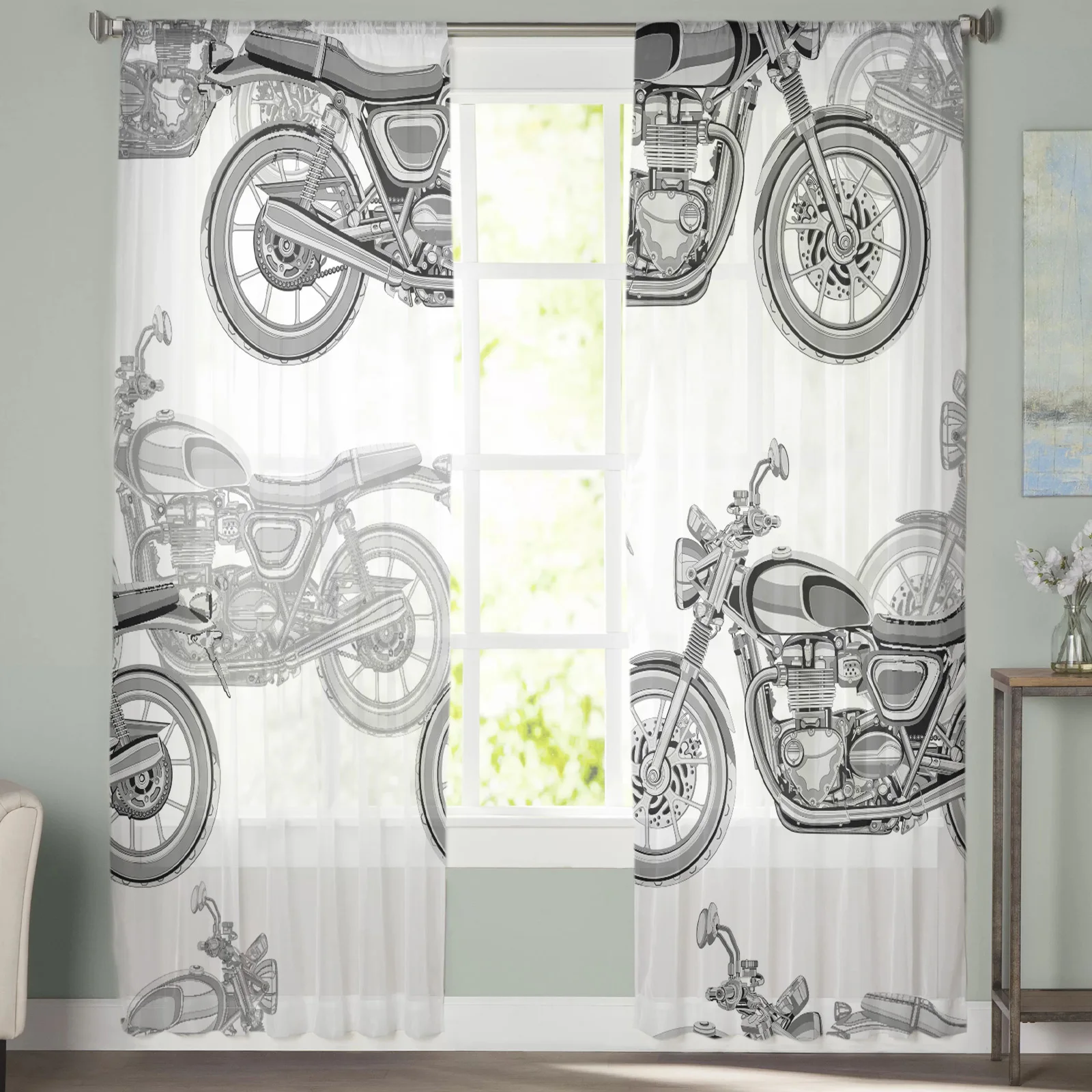 Шторы на окна для транспортировки мотоцикла тюлевые занавески гостиной кухни