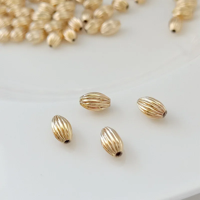 Bracelets ovales en laiton plaqué or 14K  20 pièces de 5x8MM  perles d'espacement de haute qualité