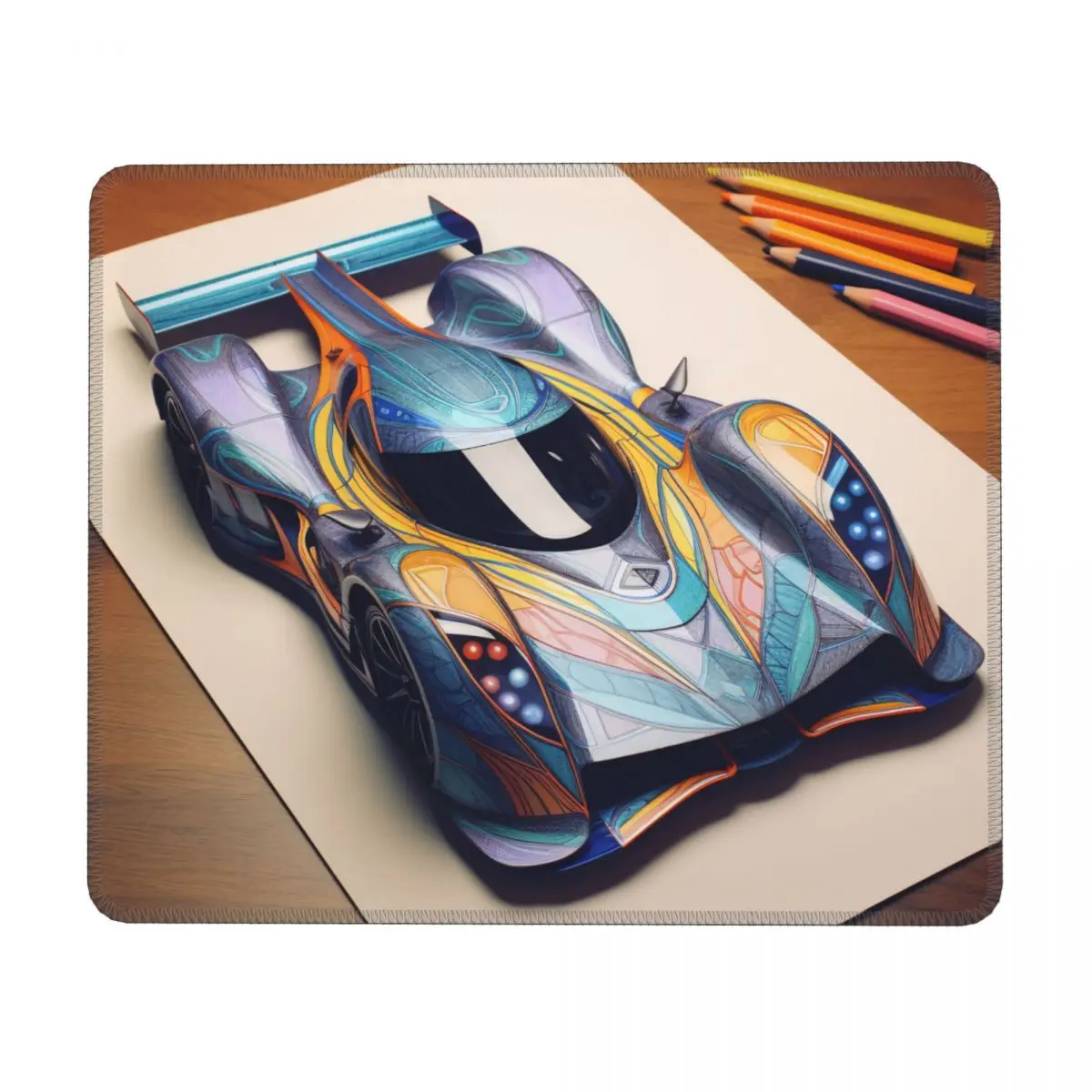 

Dazzling Sports Car Horizontal Print Mouse Pad Color Cartoon Pencil Art Vintage Cute Mousepad Office Non Slip Rubber Mouse Pads
