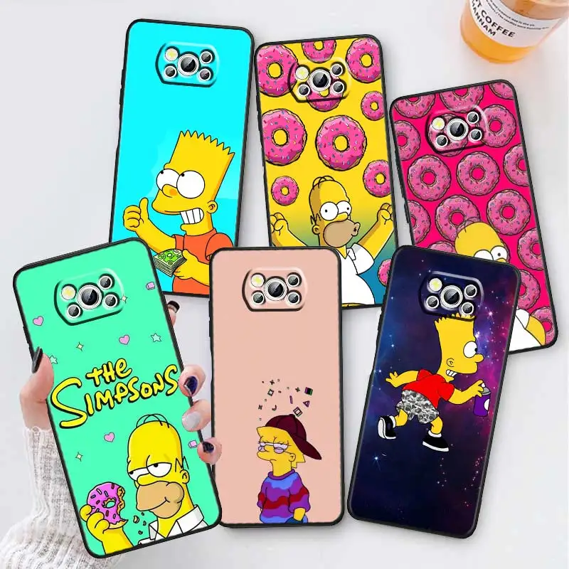

Boy The Simpsons Family Phone Case For Xiaomi Mi Poco X5 X4 X3 NFC F5 F4 F3 GT M5 M5s M4 M3 Pro 5G Black Soft TPU Capa