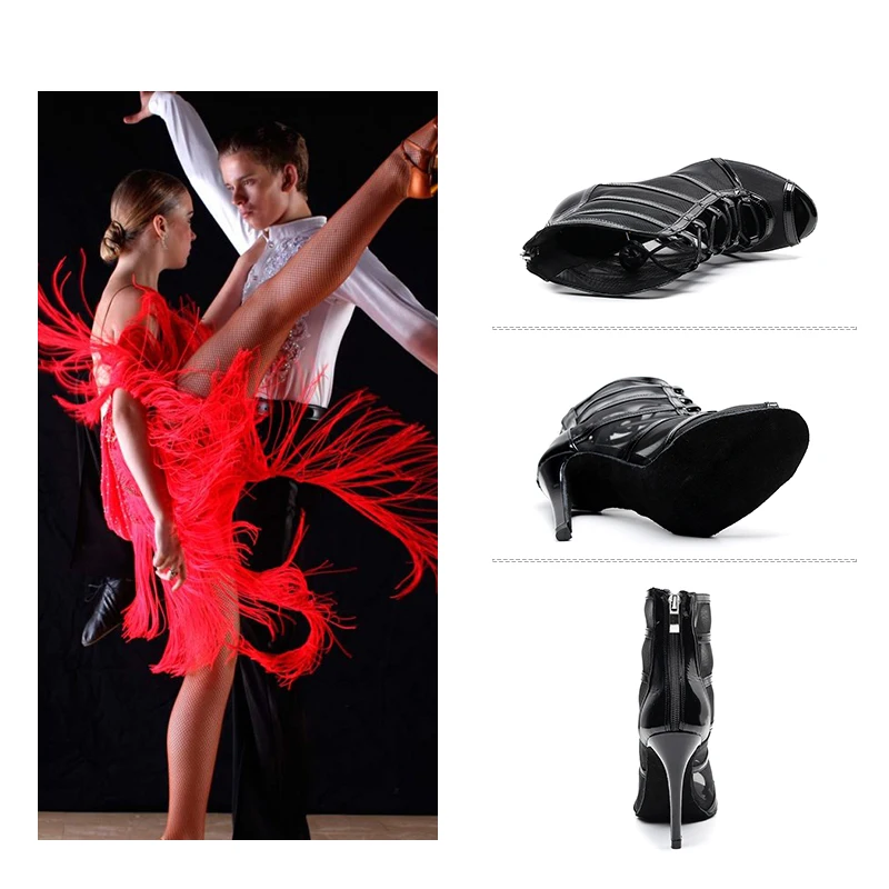 DKZSYIM High Quality Women Dance Boots Plus Size Latin Ballroom Dance Shoes Ladies Suede Soles Jazz High Heels Shoes for dance