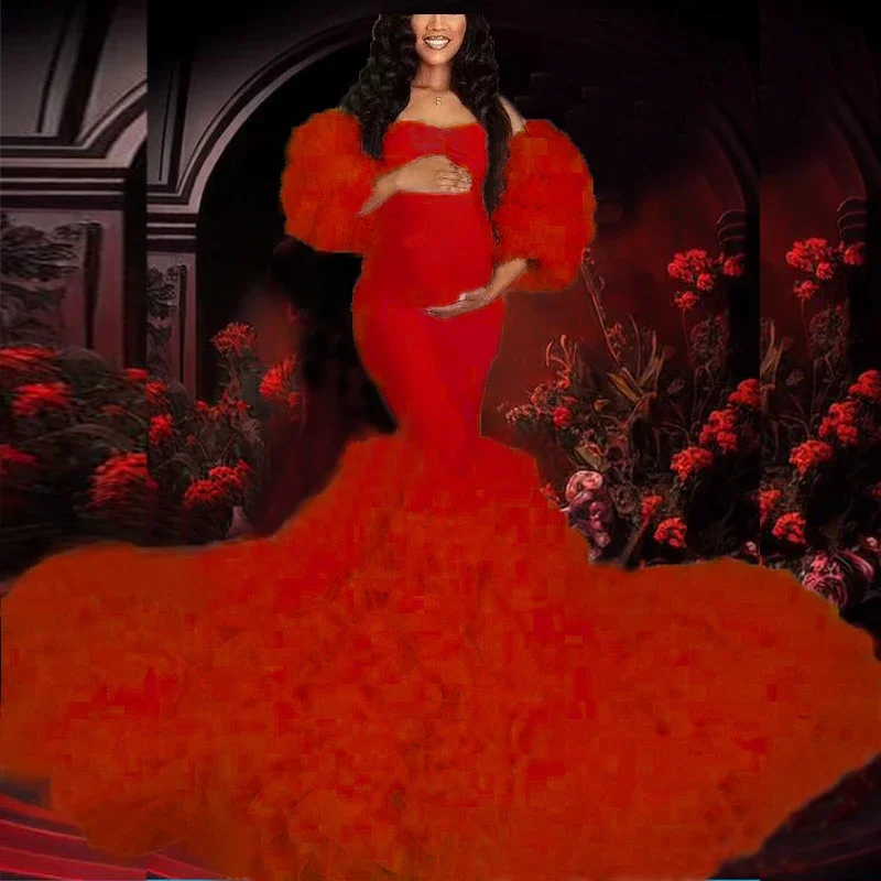 Лидер продаж платья Для Беременных Тюлевое Платье макси фотосессии детский душ с