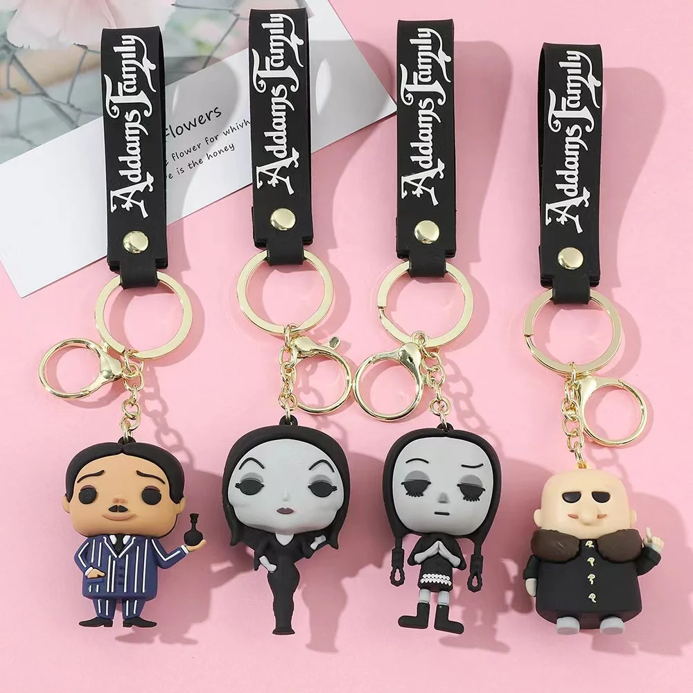

New Wednesday 3D Silica Gel Keychain Cartoon Key Chain Ring Gift For Women Men Doll Pendant Decoration Bag Accessories Keyring